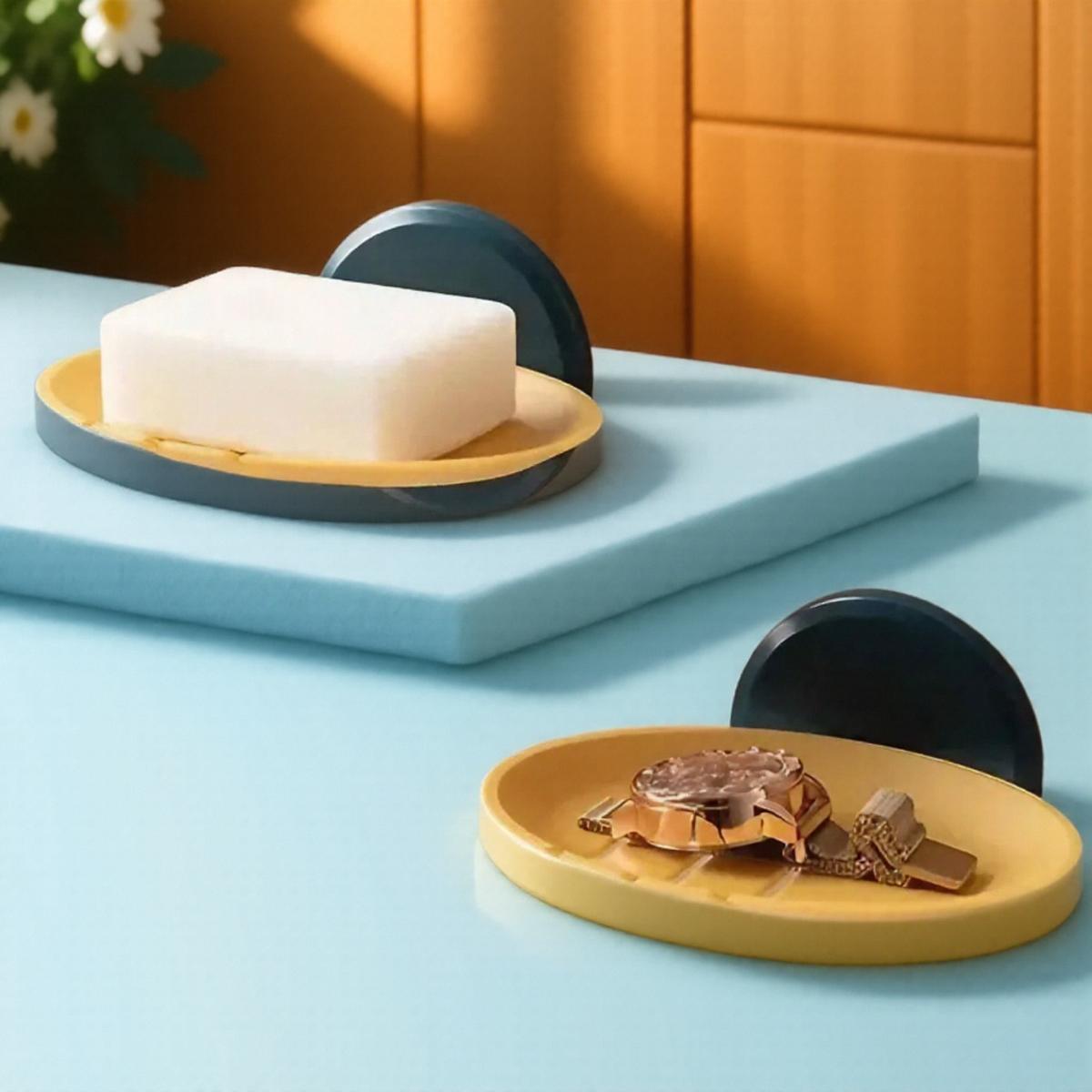 

1PC Shower Soap Holder Suction Cup Drain Soap Box Household Wall-Mounted Soap Dishes Punch-Free Drain Tray