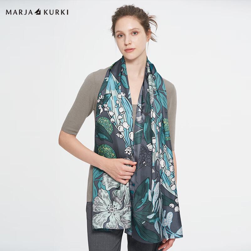MARJA KURKI Oversized Long Mulberry Silk Scarf Shawl Gift Box