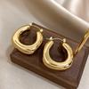 Chunky Chubby Stainless Steel Earrings for Women Simple Fashion Punk Gold Plated U-Shaped Hoop Earrings Waterproof Jewelry