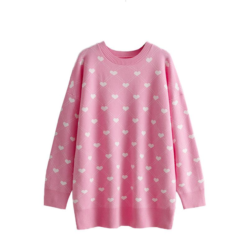 Women's Long Sleeve Dots Sweaters Casual Soft Crewneck Ribbed Knit Pullover Tops for Women Fall Chunky Oversize Sweater Loose Fit Knitted Jumper