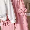 Girls' Fashion Set Autumn Children's Sweet Bow Pink Work Pants Letter Long-sleeved Sweatshirt