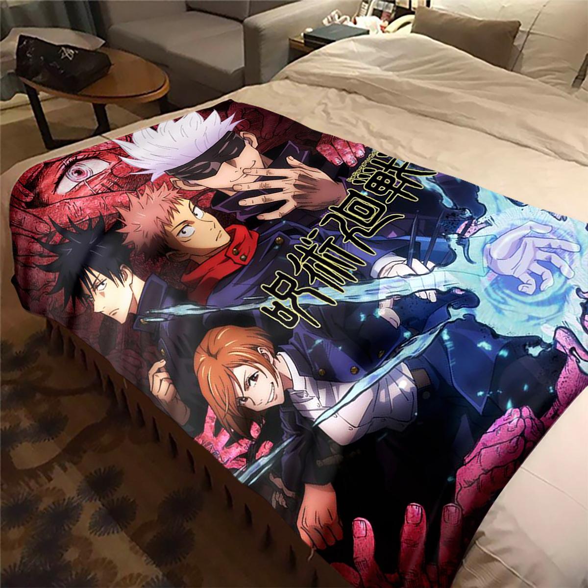 

Jujutsu Kaisen Flannel Blanket Print, Warm Soft for Sofa Bed Chair, Perfect for Travel Picnic Bedroom -HYQ2 75x90cm