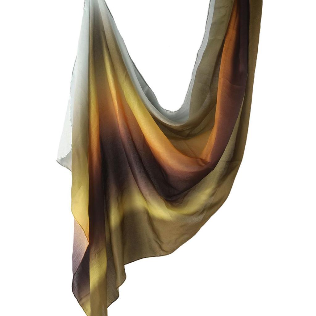 "Ethnic Watercolor Modal Cotton Shawl Satin Print Scarf for Women"
