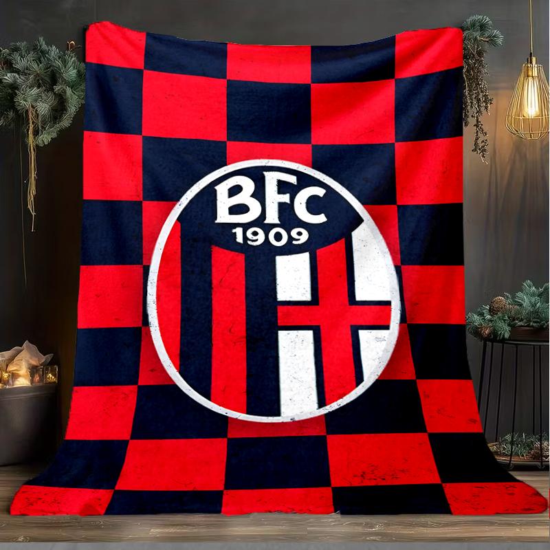 1 Stück AC Mailand Fußballverein Aufdruck Weiche Flanelldecke Überwurf für Schlafzimmer Wohnzimmer Sofa Camping Reise Fan Geschenke Weihnachtsgeschenke