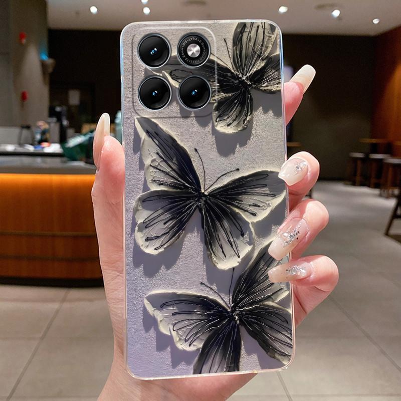 Etui Na Motorola Edge 70 Fusion Przezroczyste Luksusowe Modne Motyl Kwiaty Miękki TPU Silikonowy Pokrowiec Na Telefon dla Edge70 Fusion Zderzak