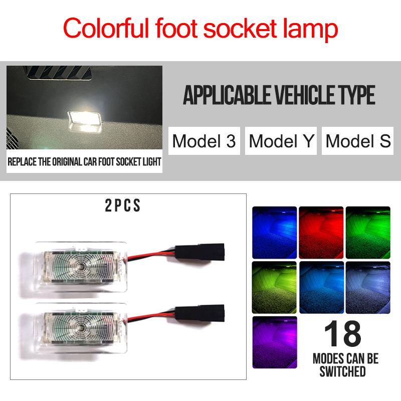 For Tesla Model 3 X S Y Interior Accessories Fit Footwell Lighting Trunk Frunk LED Door Lamp RGB 7Color Wireless Touch Car Style 6500K