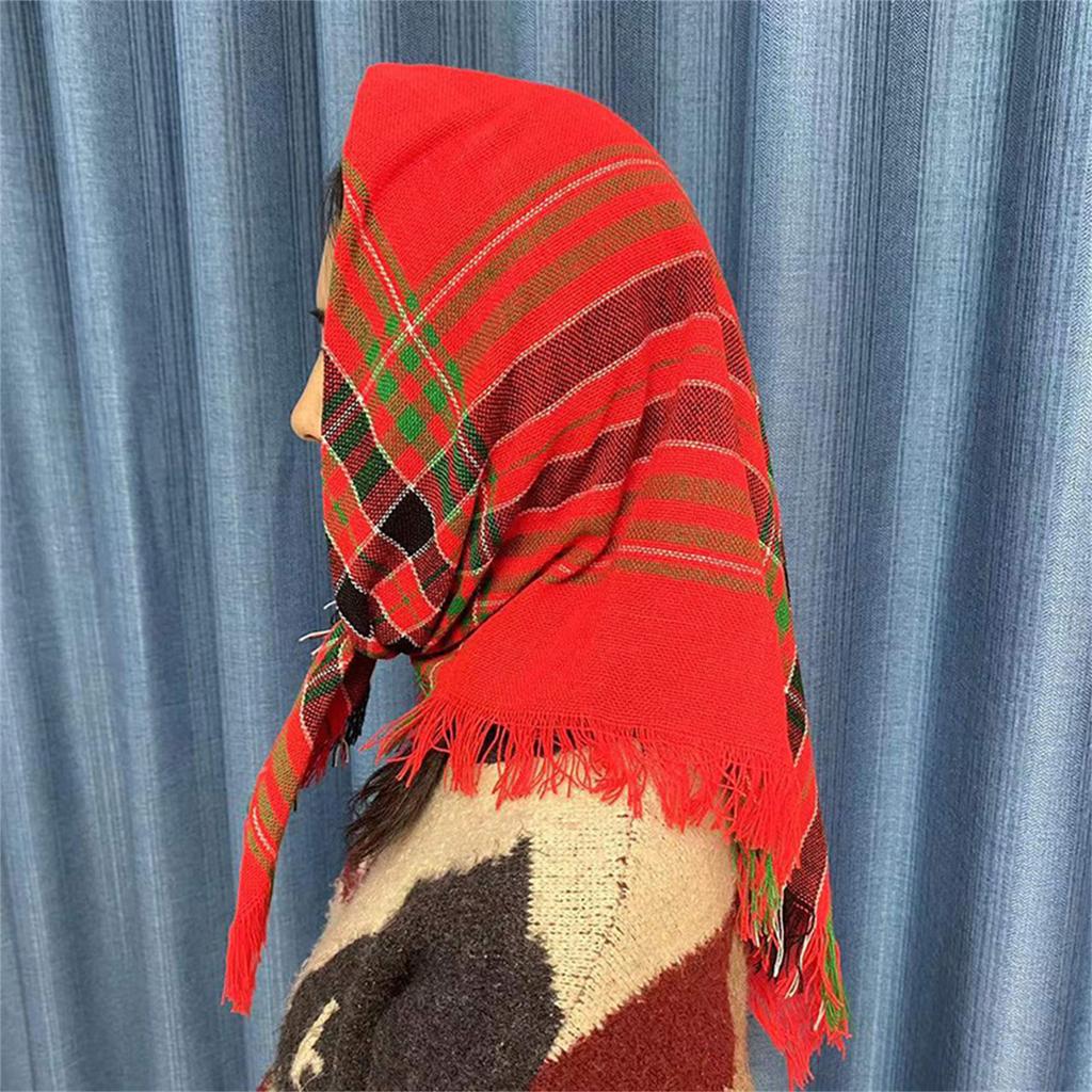 Multiuse Plaid Scarf Shawl Wrap Soft Breathable Bandana for Urban Women Fashionable and Comfortable for Various Ages