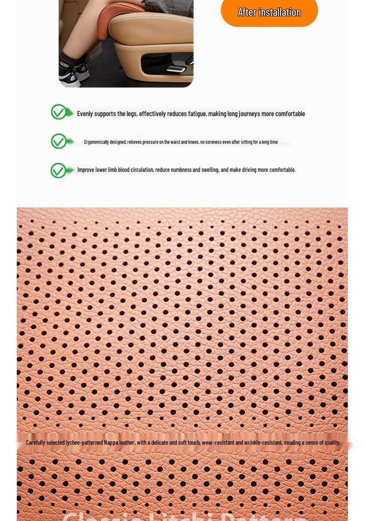 High-Grade Breathable Car Seat Cushion with Extended Leg Support