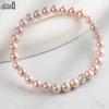 EFFIE QUEEN 100% S925 Silver 14k Gold Round Shaped Shell Pearl Pink, Purple and Multi-Color Simple Jewelry for Women Gift PSB09