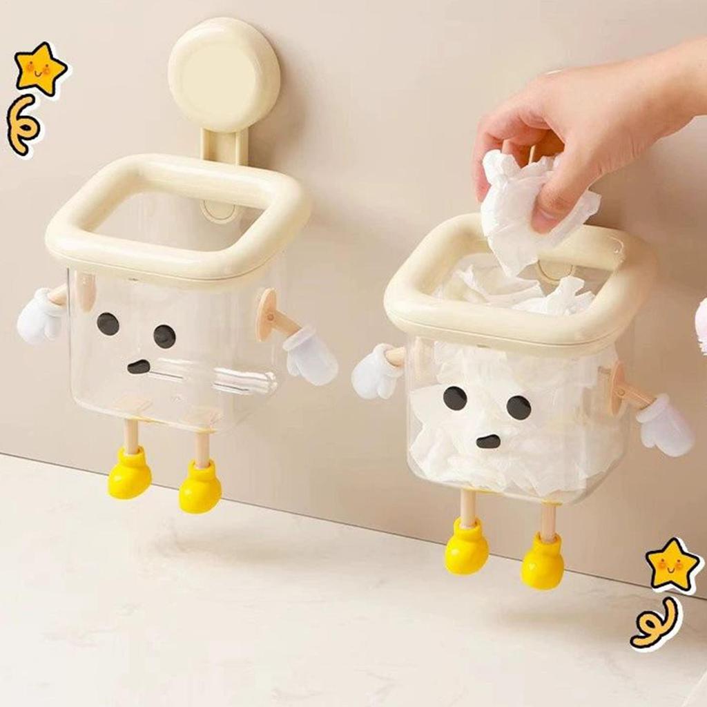 Suction Towel Storage Box Batoom Vani Recycled Tissue Holder No Drilling Wall-Mounted Suction Cup Elfs For Batoom Organization