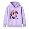 Girls Boys 3 Trendy Anime Girls Graphic Hoodie Casual Long Sleeve Pullover Sweatshirt For Kids Streetwear Hip Hop Style Tops