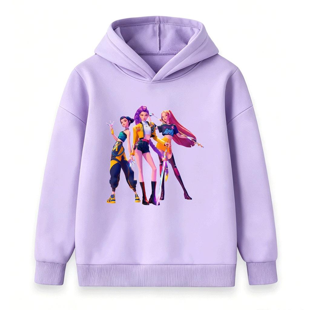 Girls Boys 3 Trendy Anime Girls Graphic Hoodie Casual Long Sleeve Pullover Sweatshirt For Kids Streetwear Hip Hop Style Tops