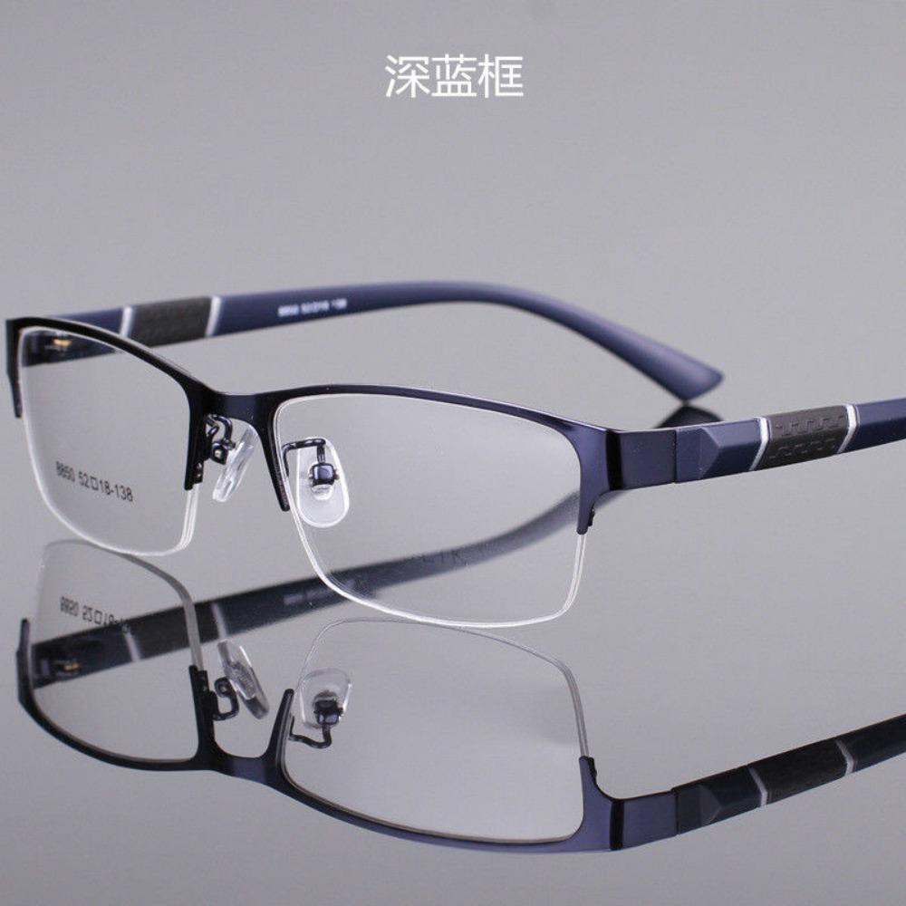 Business Men's Myopia Glasses Unisex Half Frame Square Short-sighted Eyeglasses Optical Anti Radiation Eyewear 0 To -6.0