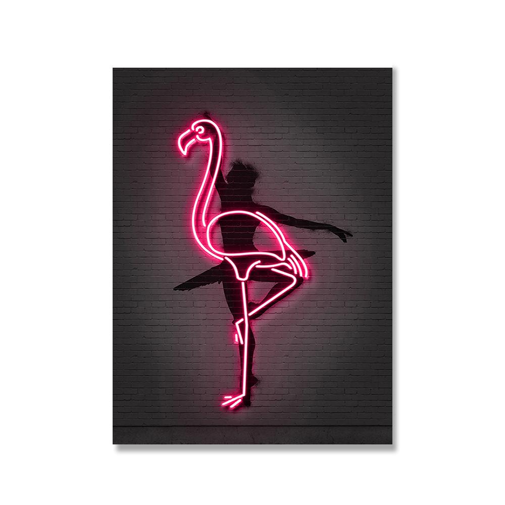 Ballerina Flamingo Canvas Painting Wall Pictures Nursery Canvas Art Print Wall Decor Street Graffiti For Home Living Room No Led