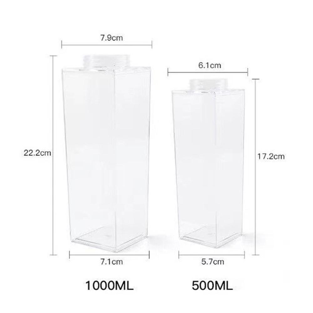 Transparent Water Bottle Creative Milk Carton Leak-Proof Large Capacity Water Cup Freshs Storage Bottle For Milk Juices Water