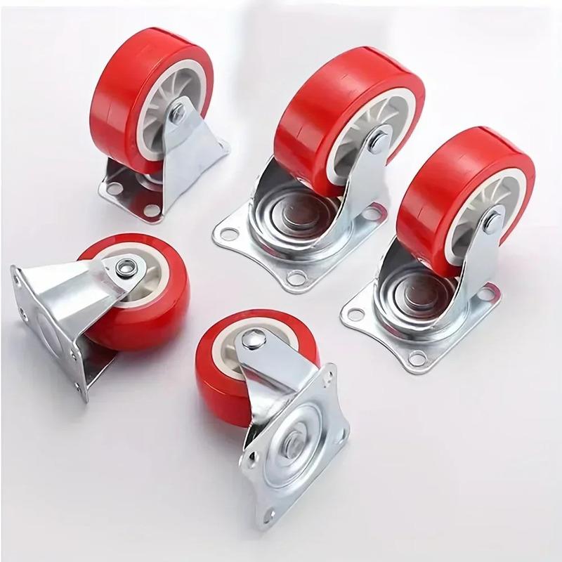 4-Pack PVC 2 "Universal and Universal Brake casters, quiet red rotating wheels, wheelbarrow, furniture project trolley