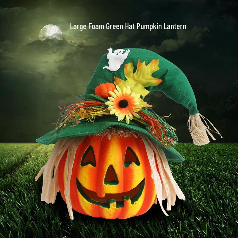 Cute Scarecrow Halloween Decorations: Small & Medium Pumpkin Lanterns for Bar, Party, Haunted House, and Pastoral Themes.