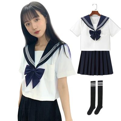 Sailor Uniform Full Set Black High School Junior High School Student Student Fancy Loose School Plus Cosplay [BeLoved] (Includes Socks) - Girl, Girl,