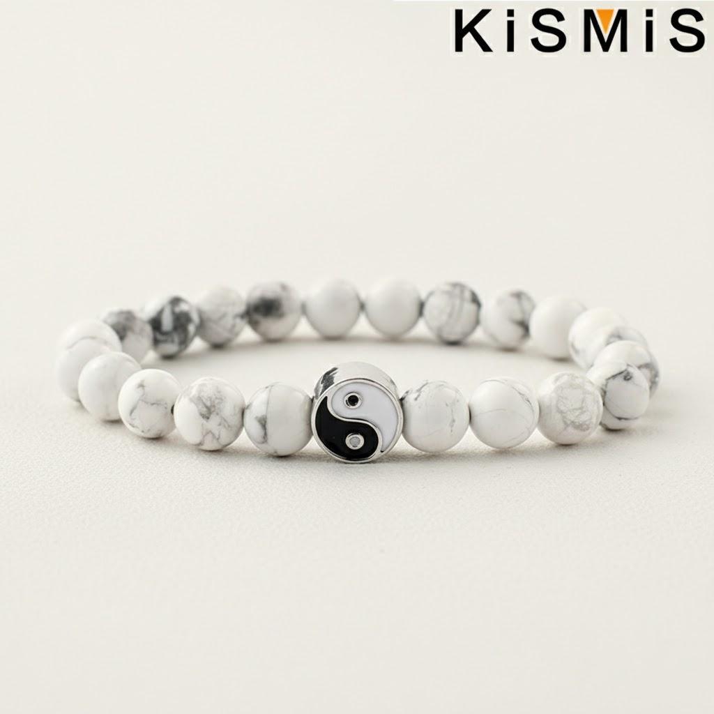 Neues Naturstein Yin Yang Perlenarmband Klassisches verstellbares Armband für Männer Frauen Best Friend Geschenk
