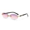 Trendy Cut Edge Personalized Oval Frame Sunglasses New Frameless Spicy Girl Hip-hop Sunglasses Metal WOMEN'S Sunglasses MEN'S Su