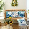 Sommer Meeresstrand Kissenbezug Meeresleben Muscheln Seesterne Seepferdchen Schildkröte Küsten Outdoor Dekorativ Tropisch Nautisch Sofa Zuhause