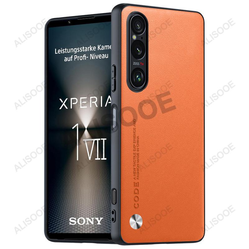 Für Sony Xperia 1 VII Hülle Luxus Fasertextur PU-Leder Schutz Kunststoff Hartschale für Sony Xperia1 VII Capa Fundas