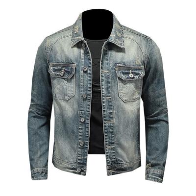 Fashion Casual Men's Lapel Adult Simple Fashion Denim Jacket Men's Coat+H06062