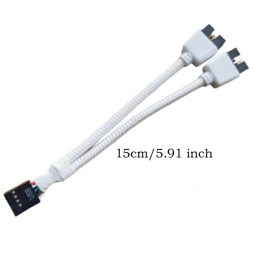 USB 9Pin To Dual 9Pin Cable Splitter Computer PC Case Motherboard 1 In 2 Out Data Transfer Braided Shield Wire HUB Extend Line