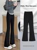 Petite Women's Fleece-Lined Black Micro-Flare Pants, 2026 Winter High-Waisted Thick Style