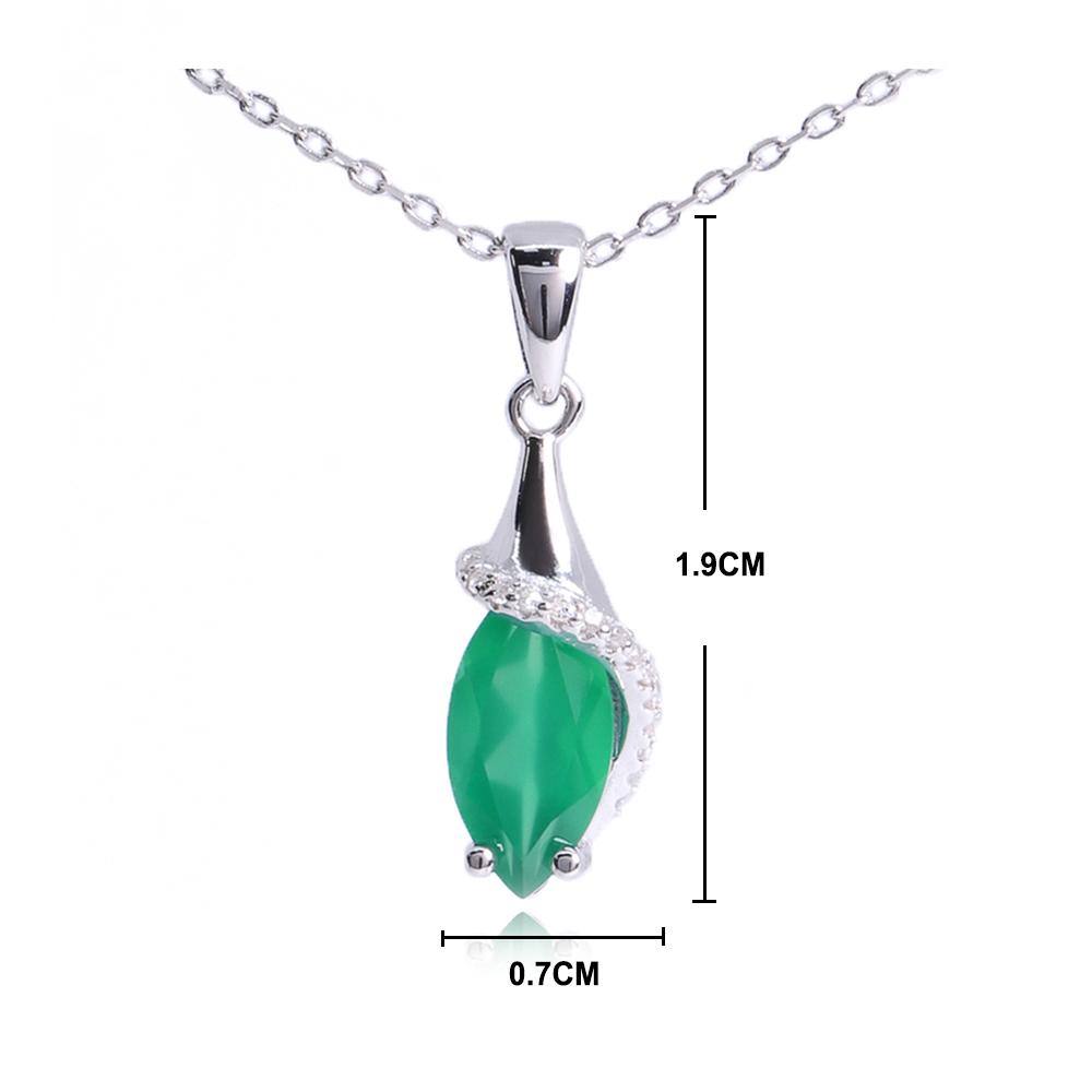 925 Sterling Silver Pendant Necklace Nautral Green Agate Fine Jewelry for Women Party Birthday Gift and Daily Wear