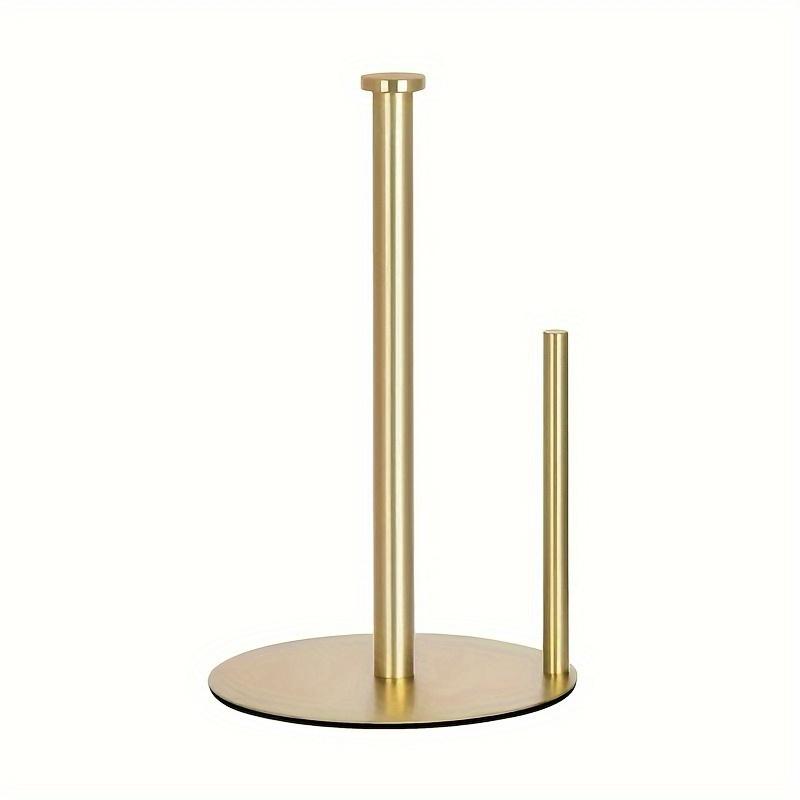 Stainless Steel Paper Towel Holder for Kitchen Countertop, Heavy Weighted Base Roll Dispenser - No Drill,Silver
