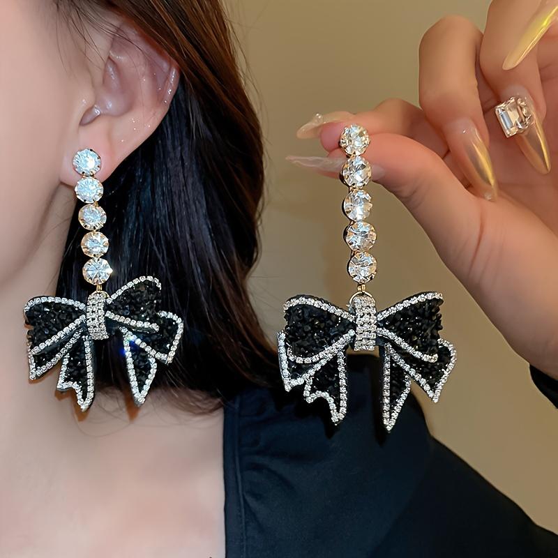 1 Pair Vintage Luxury Blingbling Pendant Earrings - Fashion Party Gift, Stylish and Elegant чёрный