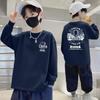 100% Pure Cotton Boys' Long-Sleeve T-Shirt - Autumn Loose Fit, Round Neck, for Middle and Big Kids, National Tide Style
