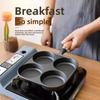 Four-hole Cast Iron Fried Egg Pan, Uncoated Non-stick, Universal for Induction Cooker and Gas Stove