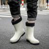 Waterproof Shoes Men's Rain Shoes Fashion Medium Tube Thickened Warm Rubber Shoes Work Non-slip Fishing Kitchen Rain Boots