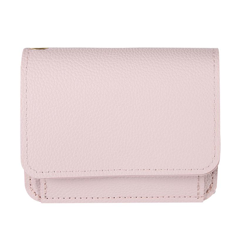 Korean Style Women's Solid Color Multi-Card Wallet with Zipper Coin Compartment.