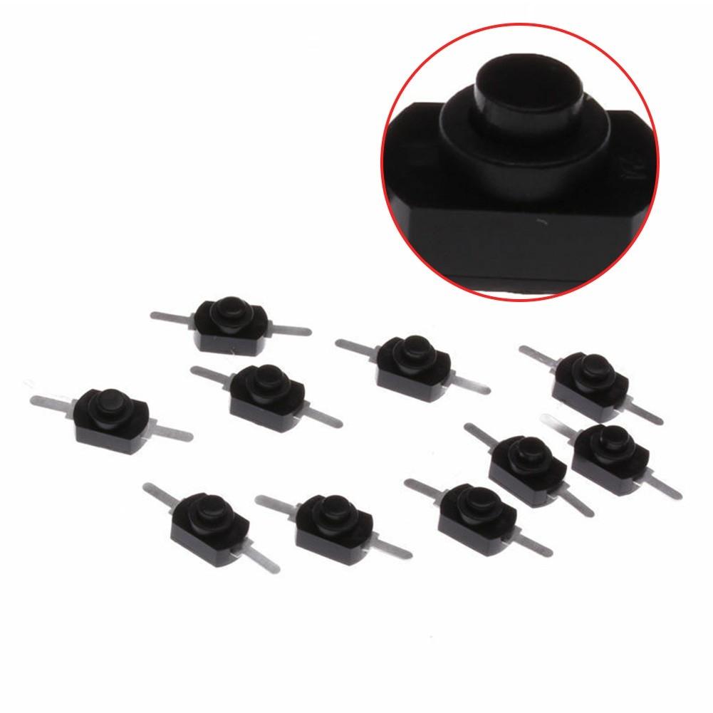 Latching Switch Mini Push Torch 10pcs Black + Silver