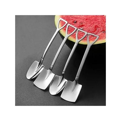 4 Stück/Set Niedliche Schaufel Teelöffel Eiswerkzeug Metall-Teelöffel Kaffeelöffel für Obst Dessert Schaufel Geschirr Besteck Löffel