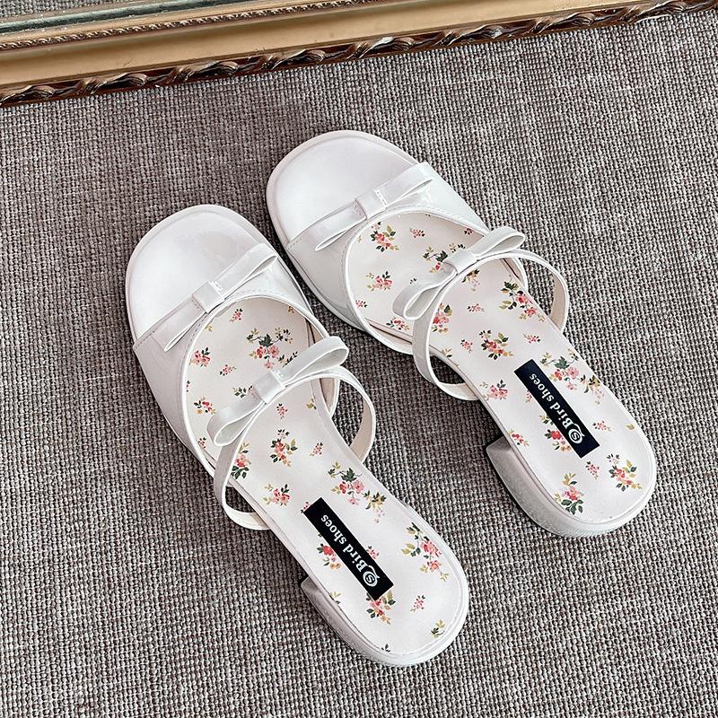 With skirt, high-heeled slippers, women's summer outer wear 2025 new height-increasing bow open-toed cool slippers