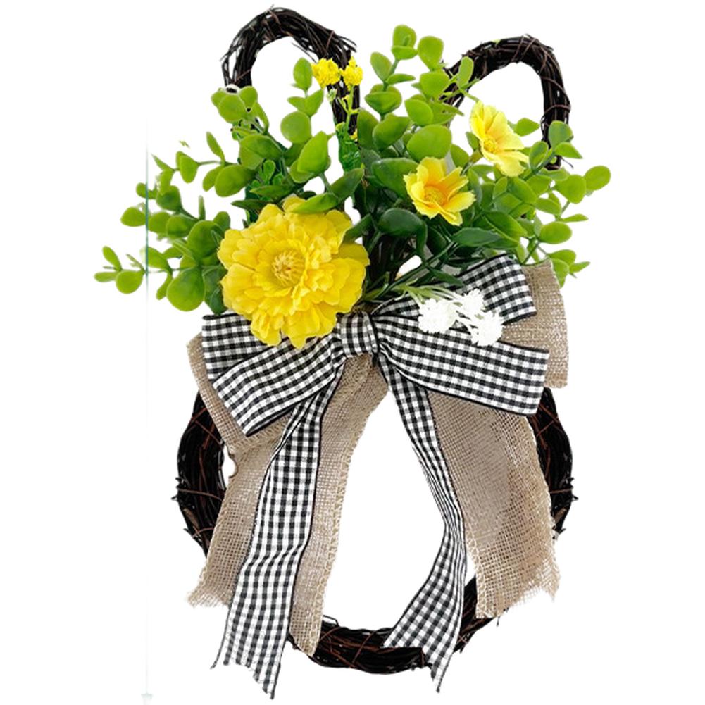 Door Hanging Easter Bunny Wreath For Photo Shoots Handmade Craftsmanship Realistic Look Cloth And Plastic Components