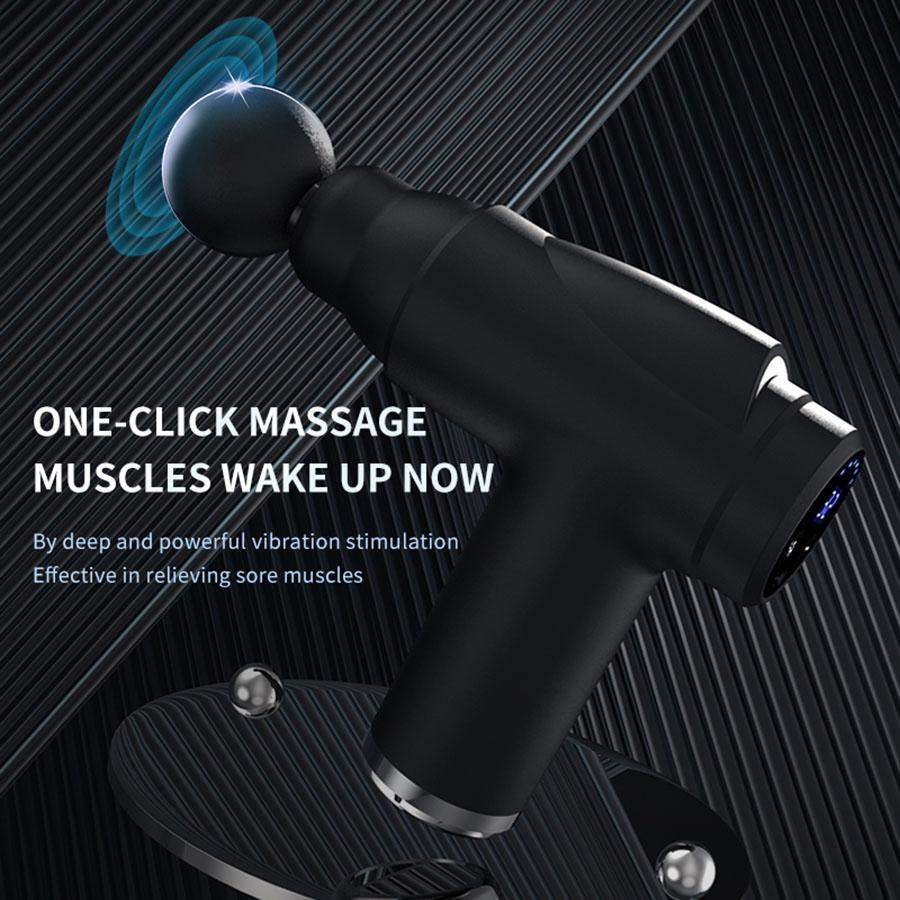 USB charging fascia gun with LCD display and multi level adjustment suitable for full body massage massage