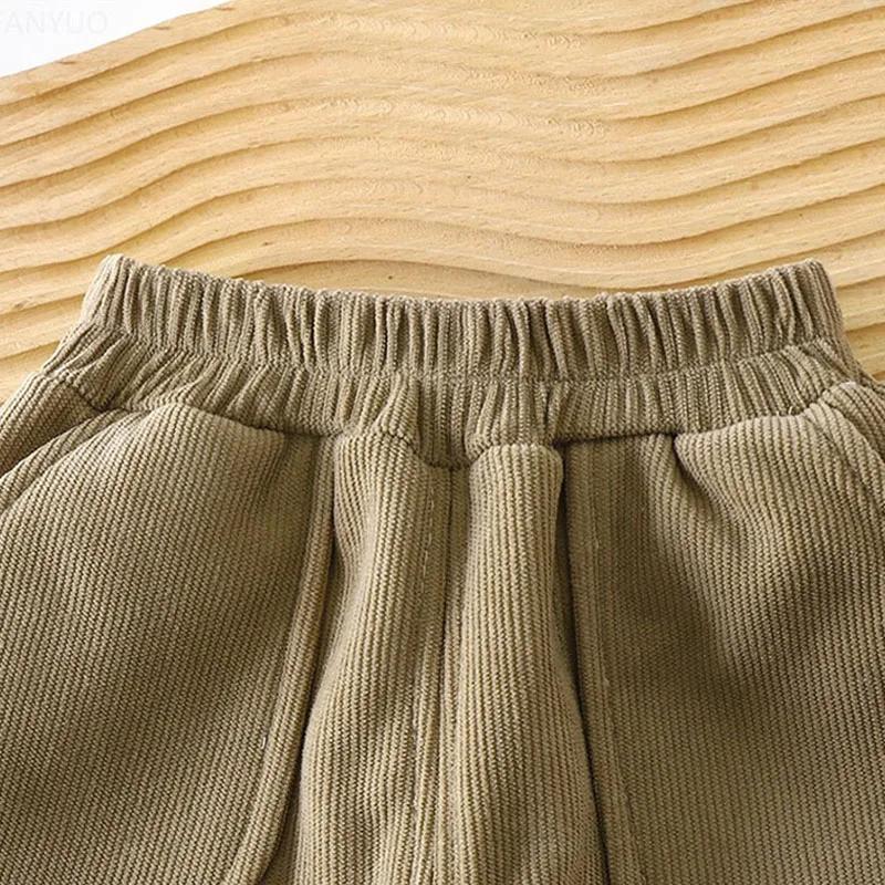 Children Velvet Pants Autumn Winter Solid Color Boys Kids Thick Warm Sports Trousers Simple Fashion Korean Girls Baby Pants