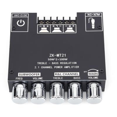 2.1 Channel Bluetooth-Compatible Stereo Digital Audio Amp Board with Treble and Bass Control 50Wx2+100W BT 3.5mm AUX for Speaker