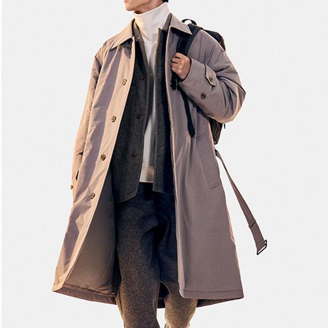 UNIQLO FW23 U Series Solid Layered Long Sleeve Trench Coat Unisex outerwear Light-Gray 462853-05
