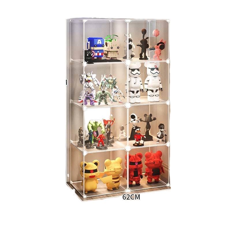 Transparent Toy Display Case: Dustproof Imitation Acrylic Rack for Model Storage and Home Use