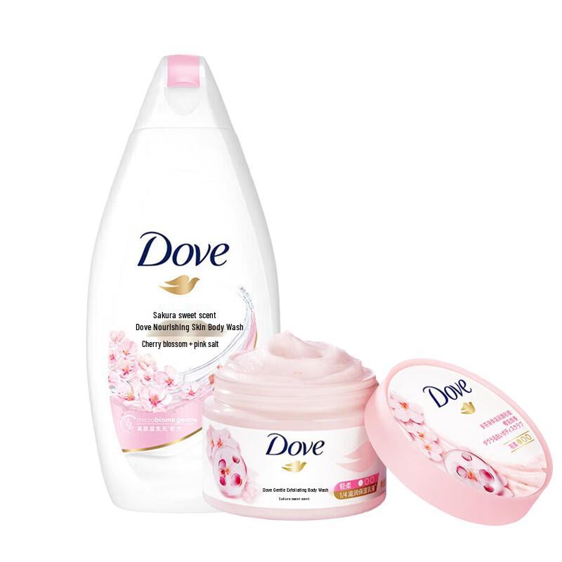 Dove Cherry Blossom Nourishing Body Wash & Scrub Set