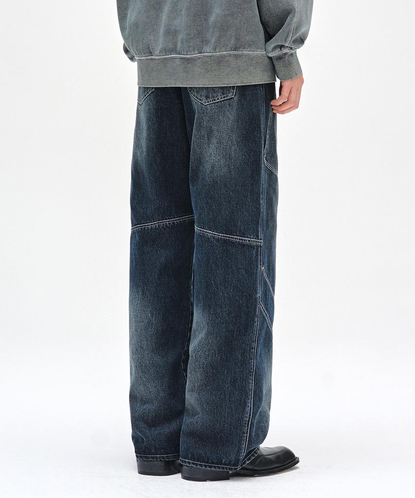 DECET Pached Rivet Wide Jeans Dcpt050Dbluea