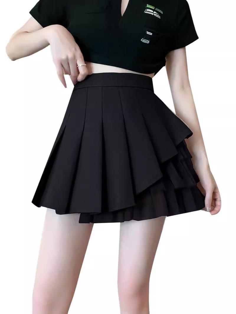 

Irregular Mesh Pleated High-Waist A-line Skirt for Women - Trendy Summer Slimming Skirt XS