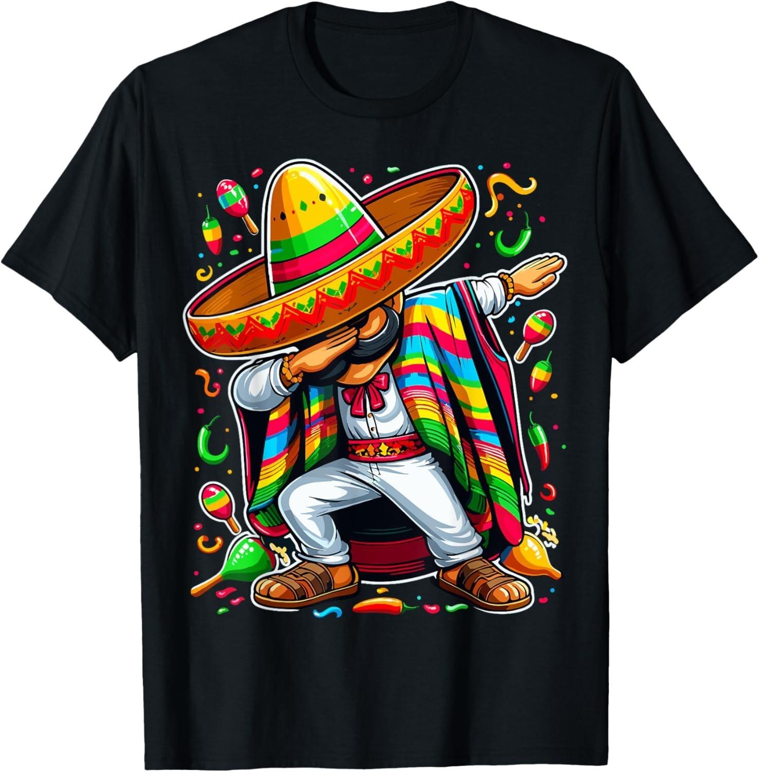 Dabbing Mexican Poncho Cinco De Mayo T-Shirt Mens Womens Tees Top unisex T-Shirt Mens Womens Tees Top XL