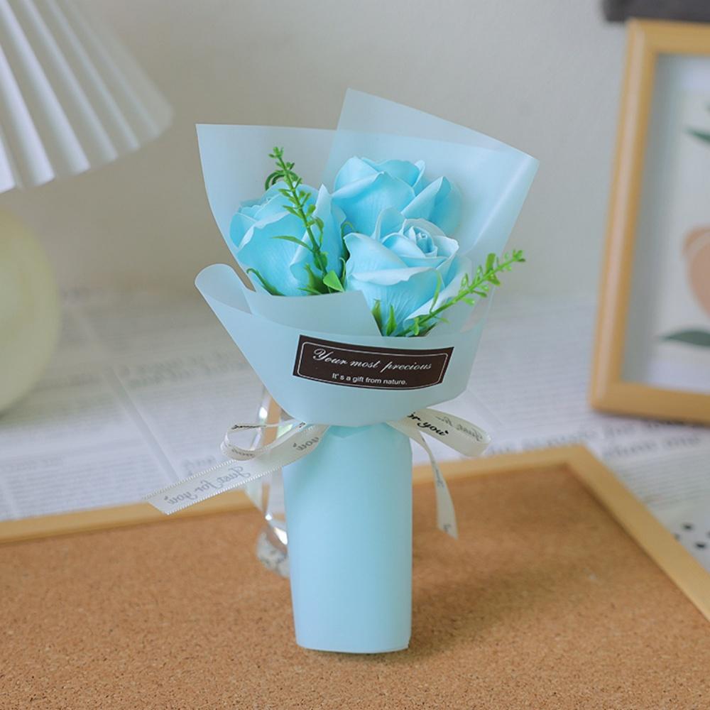 

Valentine S Day Artificial Flower Rose Soap Bouquet Perpetual Flowers Mother s Day Birthday Wedding Party Home Decoration синій